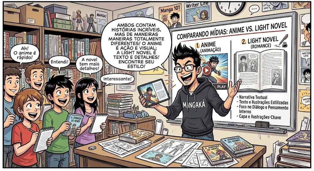 Light Novel vs. Anime: descubra o que muda durante uma adaptação e pense como roteirista ao decidir o que manter, cortar, transformar