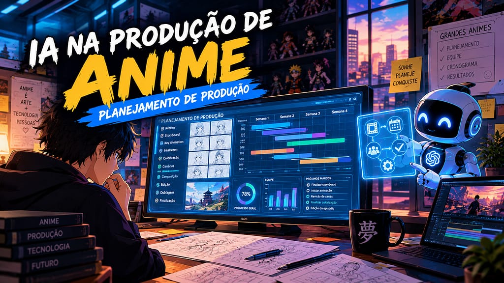 Entenda como a IA na produção de anime pode ajudar no planejamento, organização de equipes, cronogramas e identificação de gargalos.