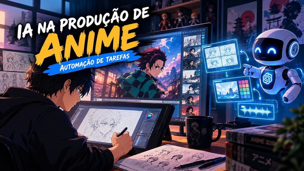 Descubra como a IA na produção de anime pode automatizar tarefas, acelerar processos e transformar o trabalho de animadores e estúdios.