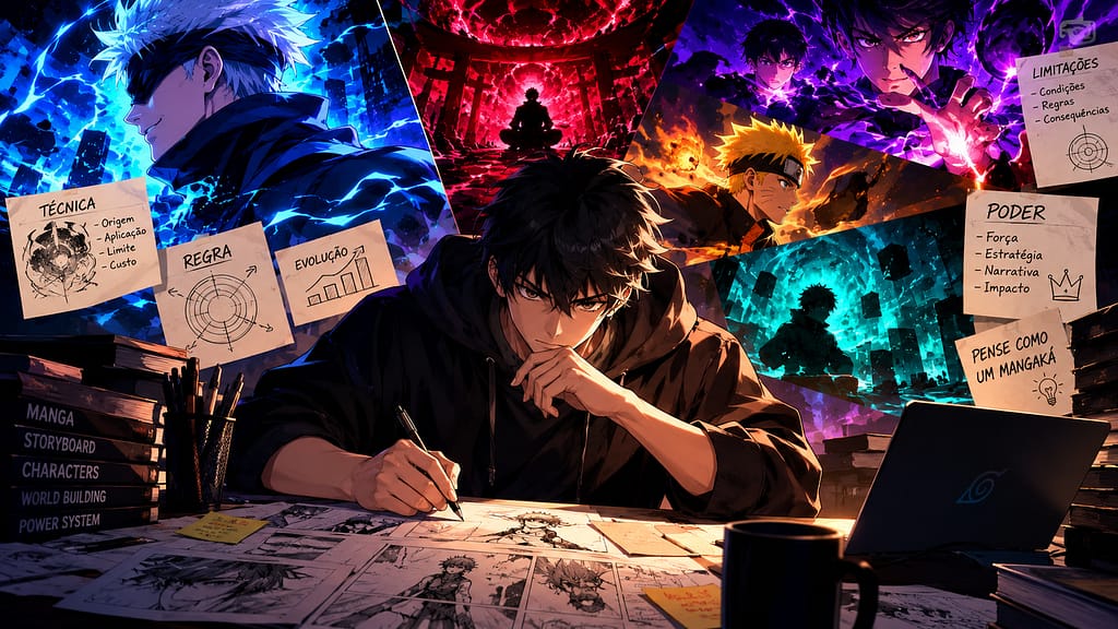 Descubra o que torna um sistema de poder bem construído nos animes e pense como um mangaká ao criar regras, limitações, custos e estratégias.