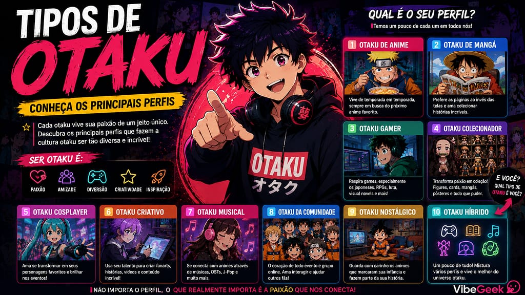 Quais são os tipos de otaku? Conheça os principais perfis, como otaku de anime, mangá, gamer, cosplay e colecionador e descubra qual combina