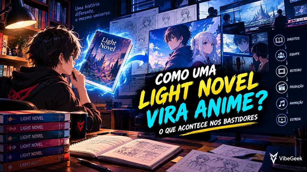 Como uma Light Novel vira anime? Descubra quem decide a adaptação, como os direitos são negociados e como livros se transformam em animação.